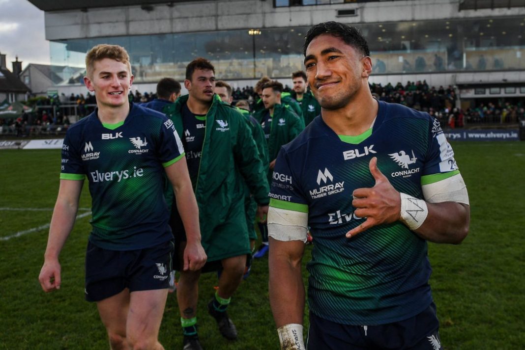 Connacht Rugby players celebrating a victory