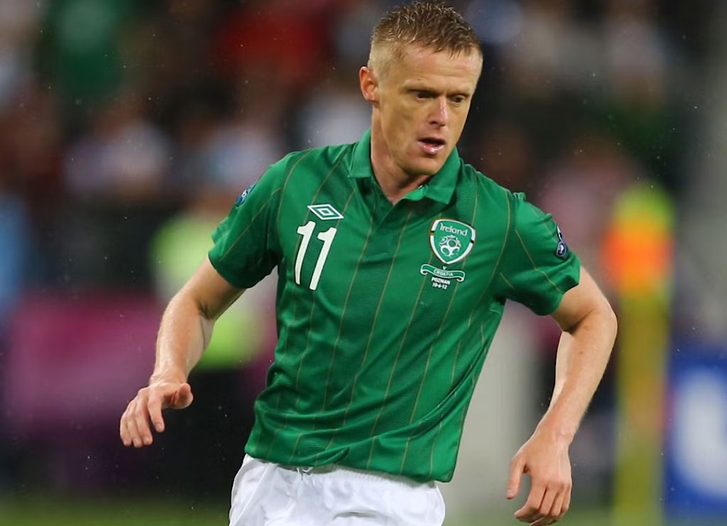 Damien Duff during a Republic of Ireland game