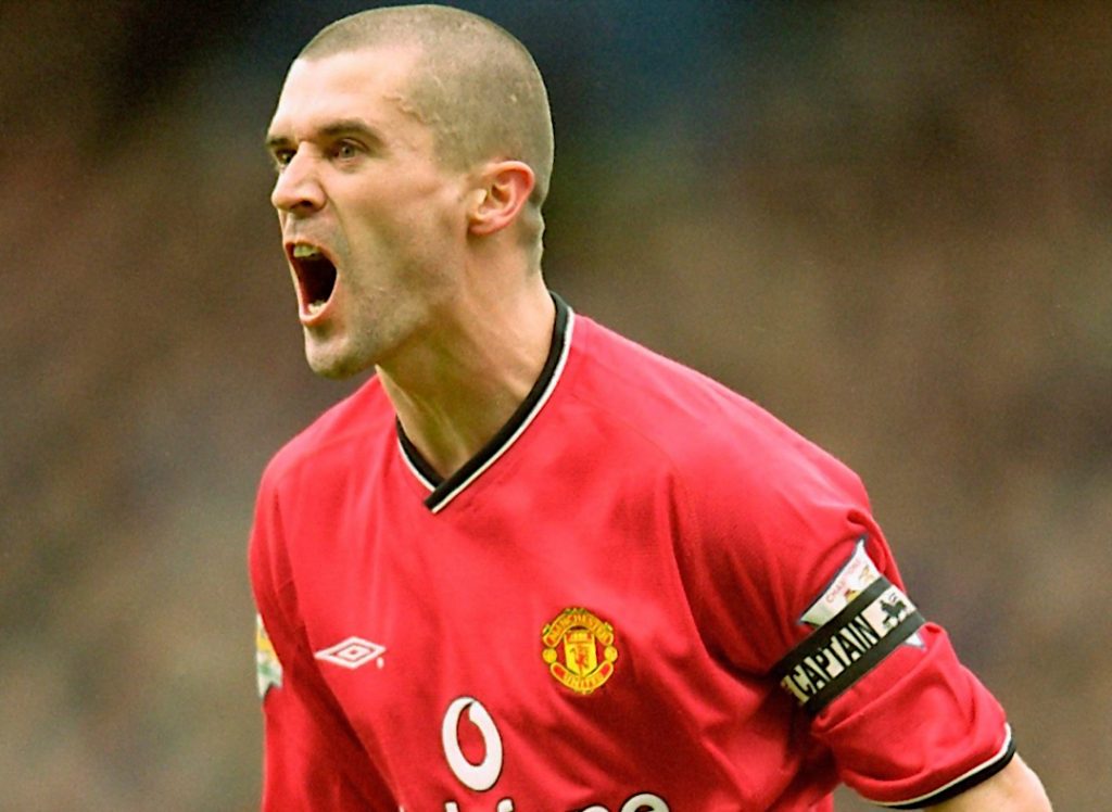 Roy Keane yelling at Manchester United players