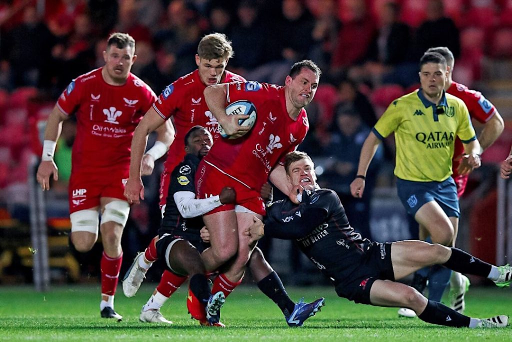 Scarlets Rugby during the game against the Lions