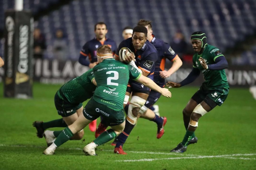 Connacht Rugby players tackling the opposition