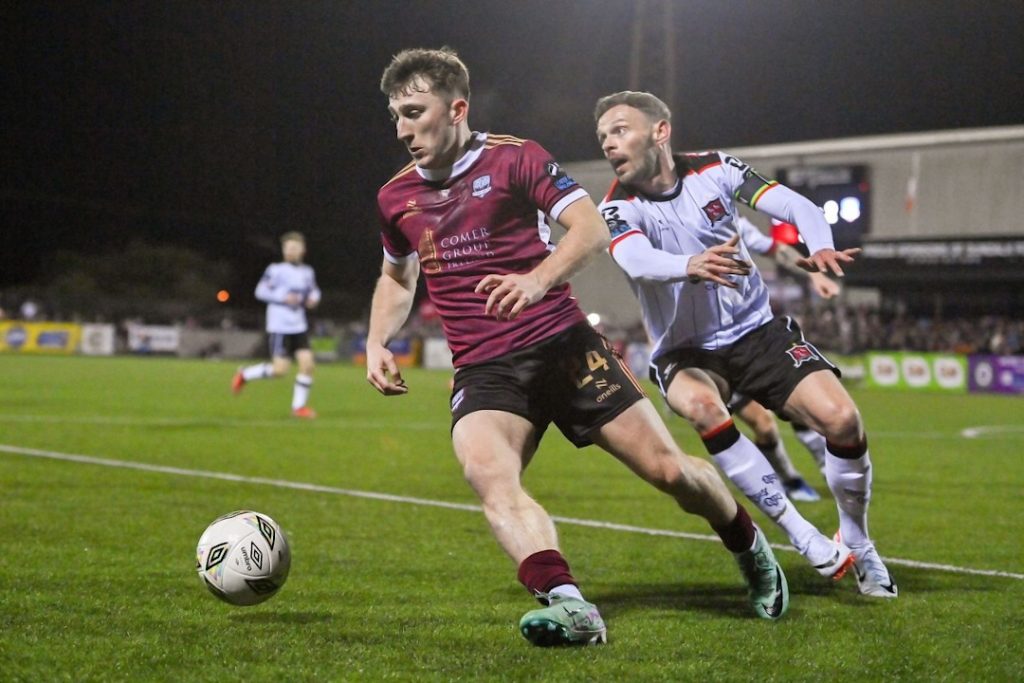 Galway United player turning the defender