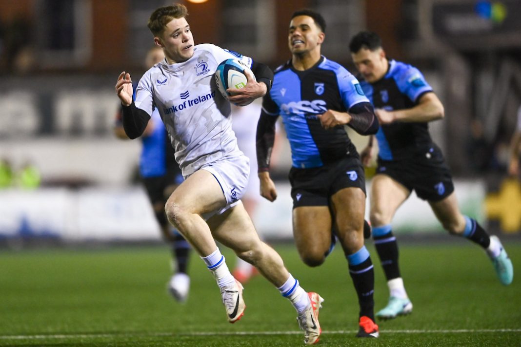 Leinster Rugby player running with the ball