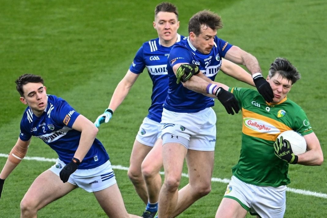 Laois GAA players scrapping to win the ball