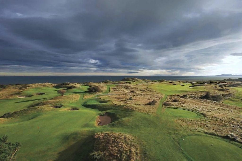 One of the best golf courses in Ireland, the European Club, during a cloudy day