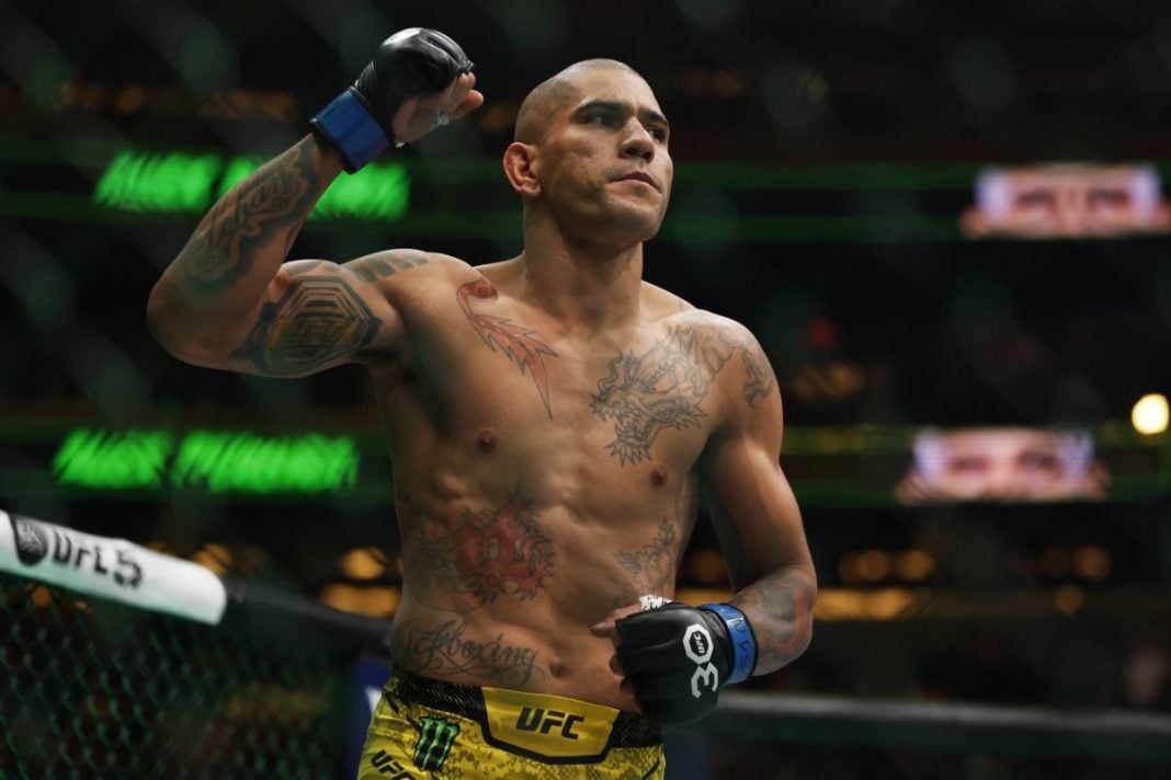 Alex Pereira celebrating another win in the UFC octagon