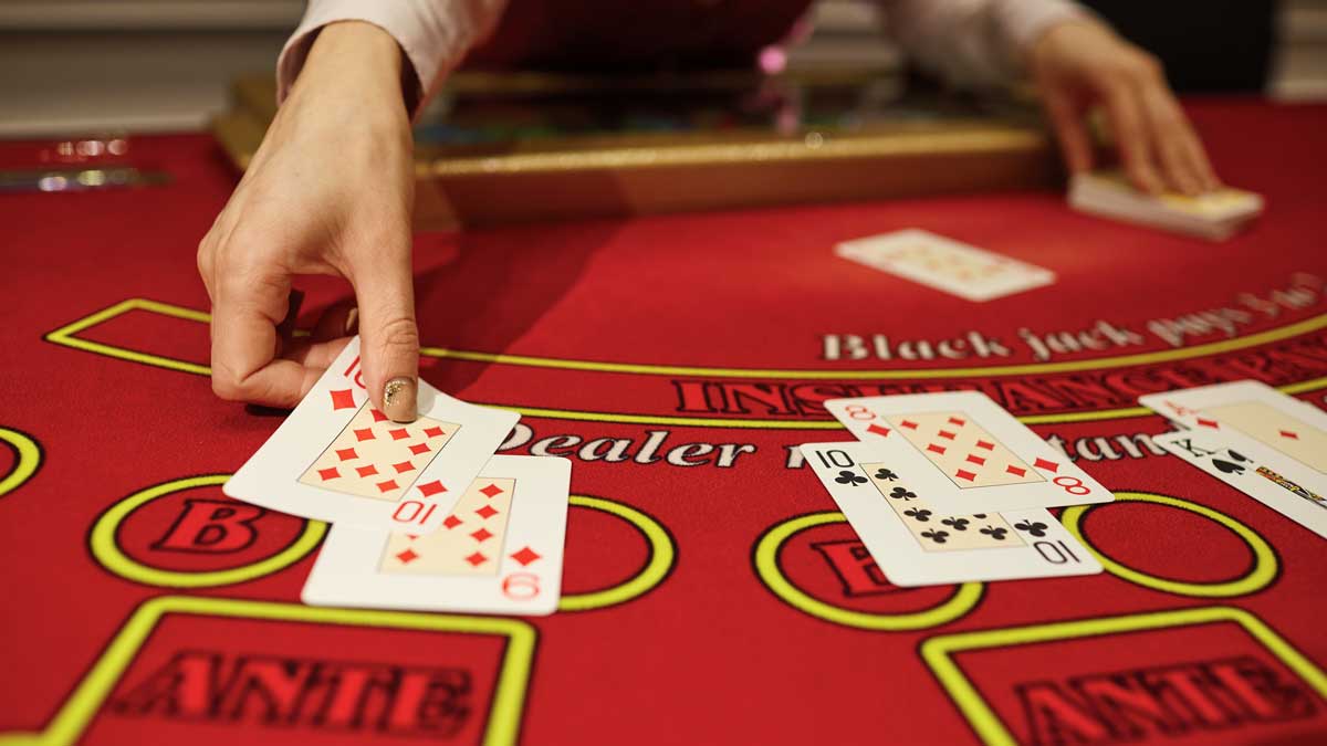 A close up of a blackjack table