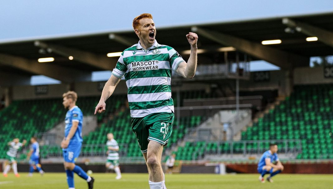 Rory Gaffney of Shamrock Rovers celebrates after scoring