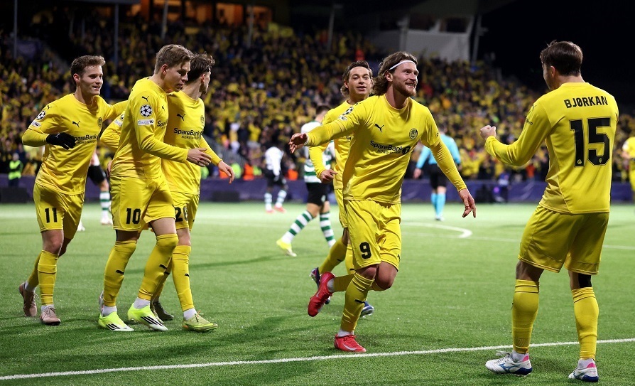 Bodo/Glimt team celebrating after scoring on UCL