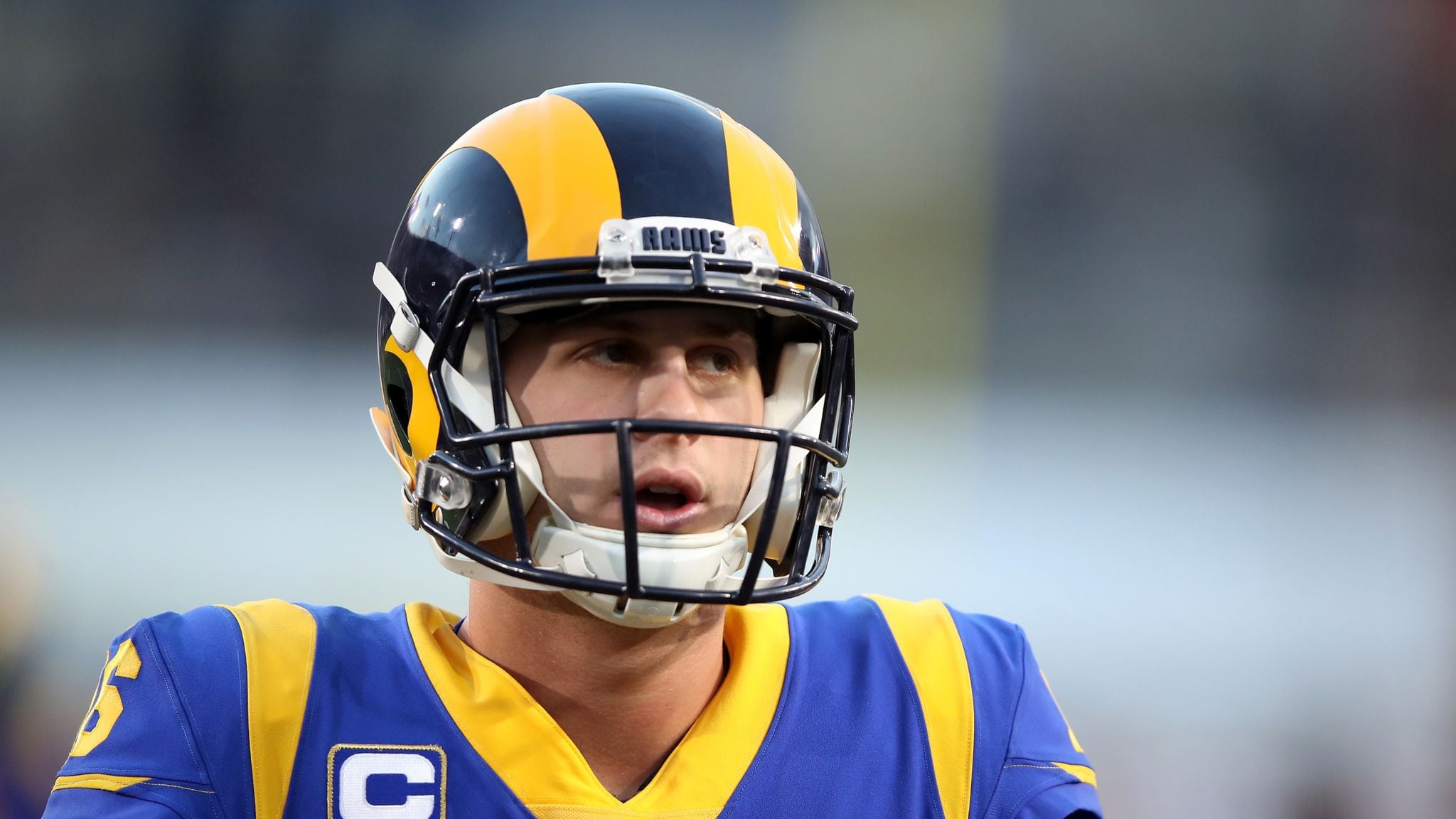 Jared Goff after a play